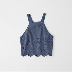 NEW WITH TAGS Abercrombie Cropped Blue Eyelet Top